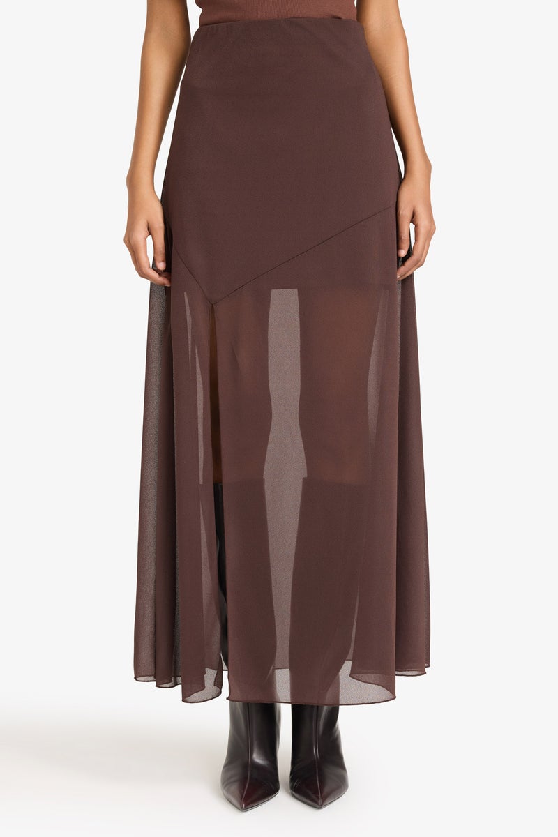 DeFacto Brown Woman A Cut Crepe Normal Waist Maxi Knitted Skirt Casual - Image 3
